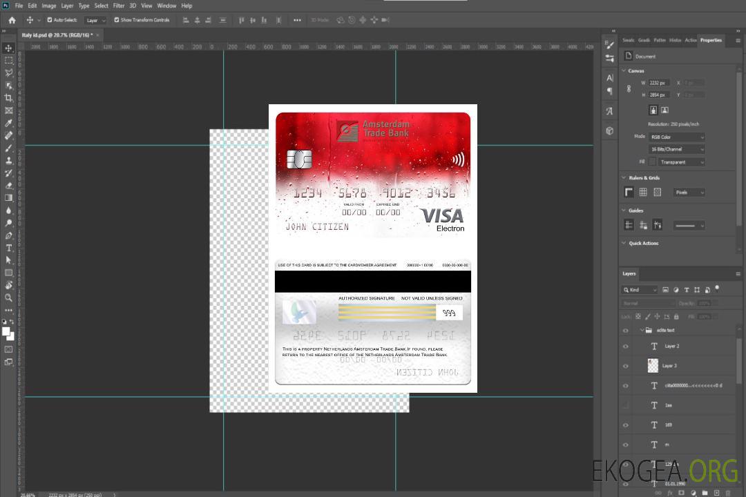 Carte électronique visa Pays-Bas Amsterdam Trade Bank template